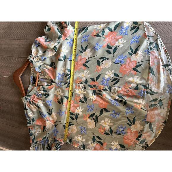 NWT Frye Last Dance Floral Teal Combo Blouse Women’s size XL​ - Picture 9 of 10